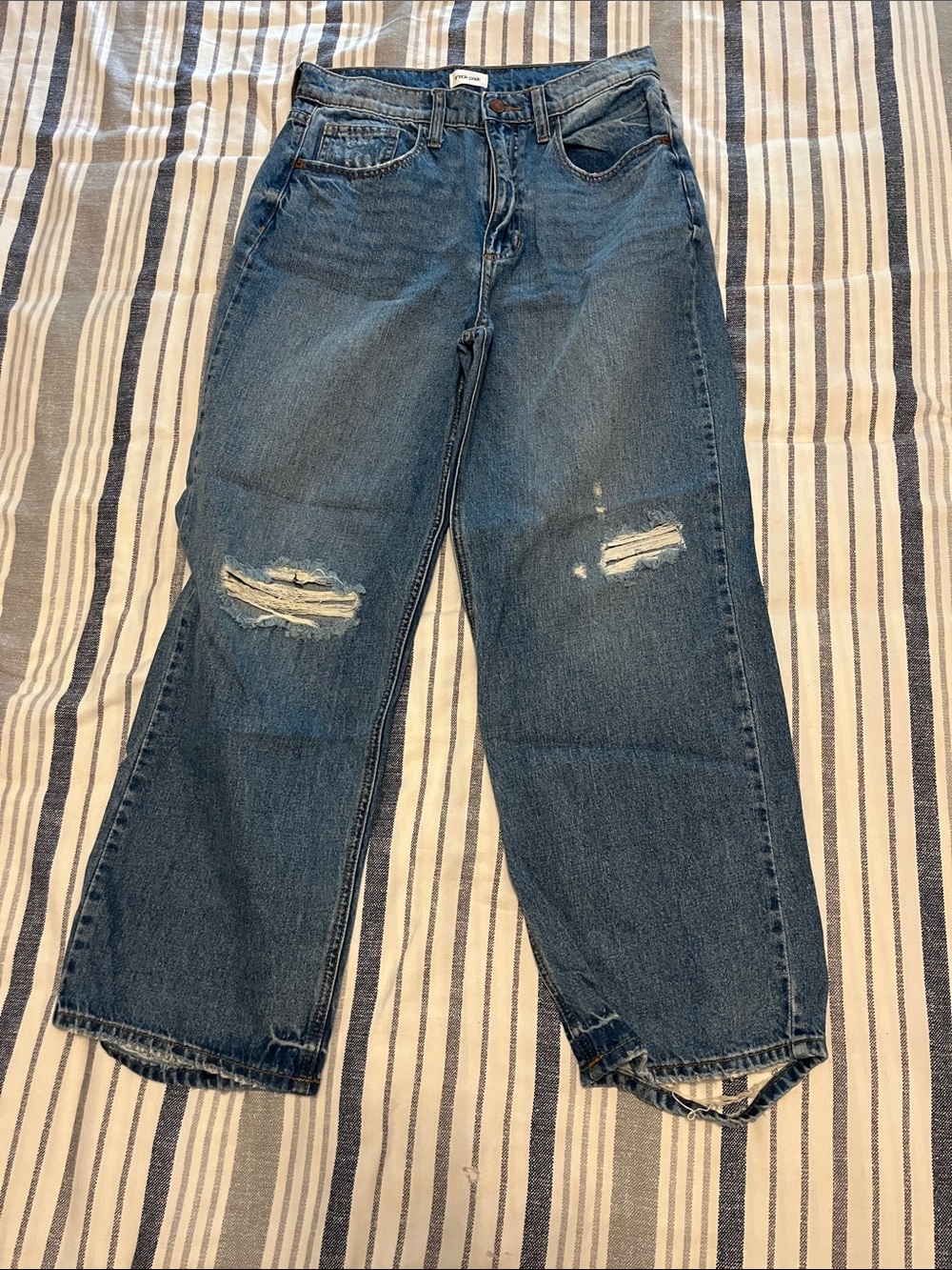 Sneak Peek Distressed Blue Boyfriend Jeans